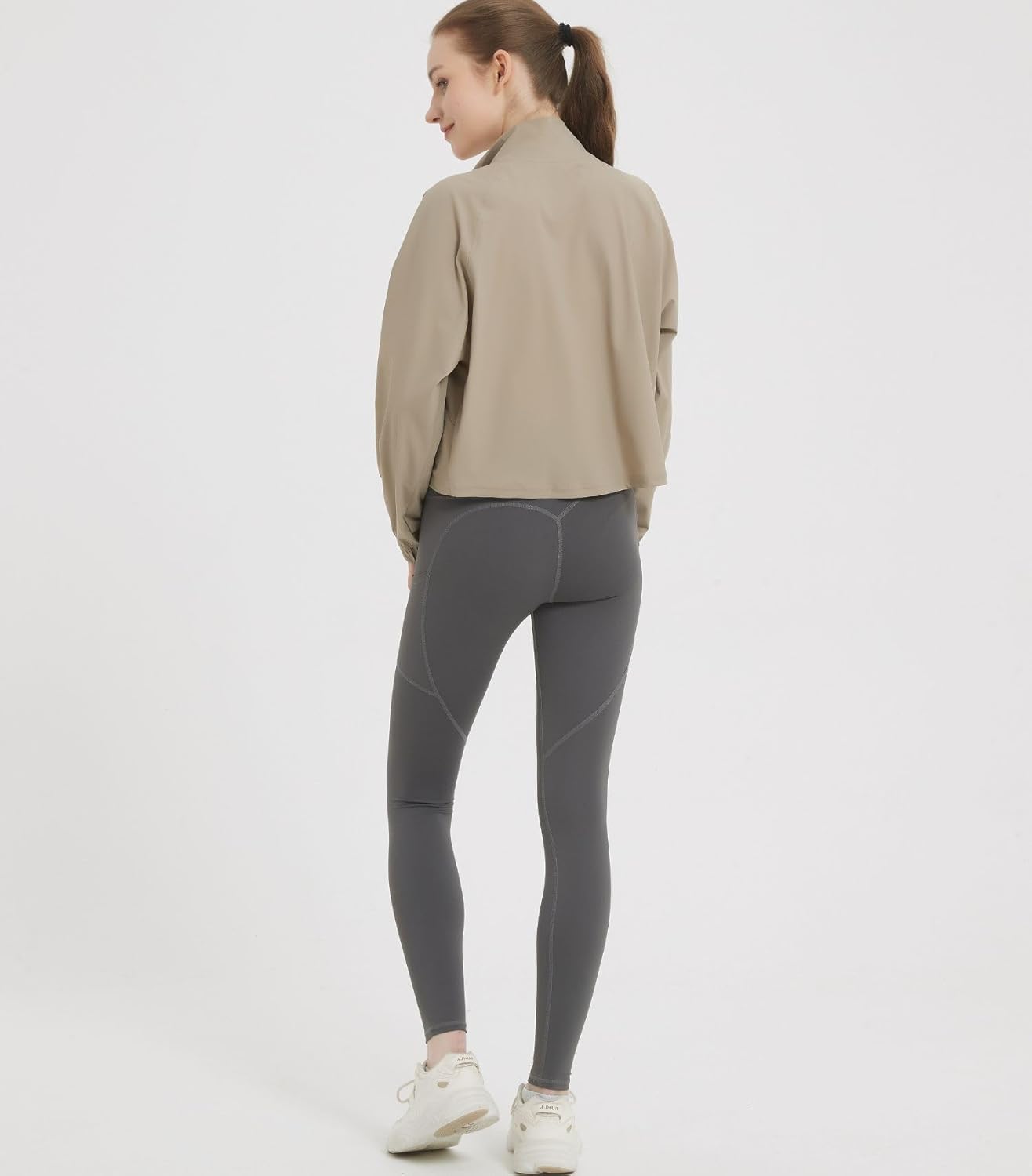 happlan Women's UPF 50+ Sun Protection Athletic Running Gym Yoga Long Sleeve Cropped Zip Up Workout Shirt Track Jacket - Image 6