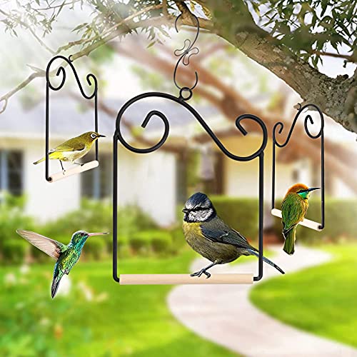 DECORKEY Hummingbird Swing, Set of 3 Humming Bird House Perch Feeder Accessory, Rust Resistant Metal Frame Birdswing for Outside, Indoor, Office, Trunk, Lawn, Patio, Garden - Thumbnail 2