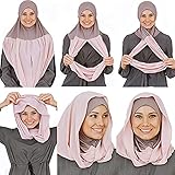 VeilWear Cotton and Shiffon headscarf, instant hijab, ready to wear hijab for women (powder)