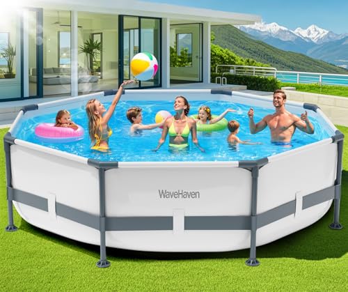 WaveHaven Above Ground Pool,10ft x 30in Frame Deep Swimming Pool, Round Family Pool, Large Above Ground Pool Easy Set,1200 Gallon Circle Pool, Outdoor Backyard Pool for Kids,Adults,Pump Not Included