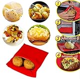 (3 Pack) Microwave Potato Bag, Keklle Corn, Day-old bread, Tortillas Cooker Bag, Washable and Reusable, Red