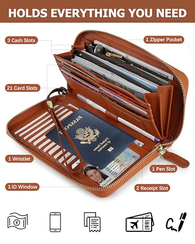 Image of Large Wallet for Women, Clutch Wallet with Passport Holder