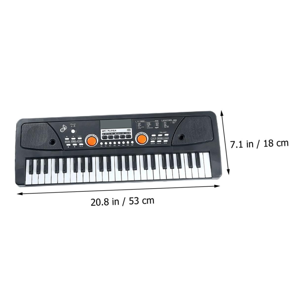 Piano Electrónico Infantil de 49 Teclas en Plástico Negro | Micrófono Incluido, Juguete Educativo Musical, 1 Juego para Cumpleaños y Navidad