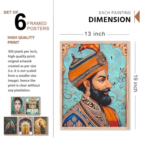 Image of NoWorries Set of 6 Wall Framed Painting | Modern Indian Art Wall Decor Frames | Traditional Woman Painting, High Quality HD Printed Framed Posters for Living Room, Bedroom, Office and Home Decoration