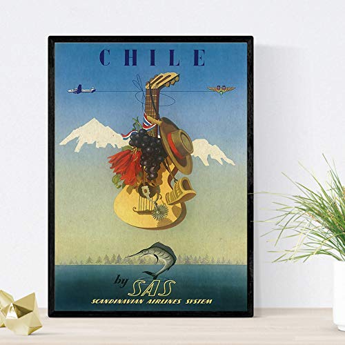Nacnic Vintage Poster Vintage poster Chile. A4 size, 29.7L x 21W cm - Image 2