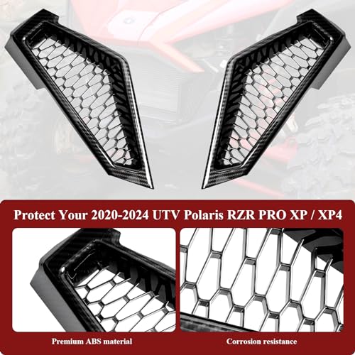 Image of UTV RZR PRO XP Front Grille Black Front Bumper Mesh Grill Compatible with 2020 2021 2022 2023 2024 Polaris RZR PRO XP XP4 Exterior Accessories Front Fascia Grill Insert Inlet Protection Bezel