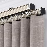 TIPIACE Double Curtain Track Heavy-Duty Curtain Rails for Office and Living Room,Ceiling or Wall Mount (Champagne)