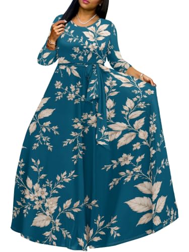Image of PinkPatty Women's Long Sleeve Maxi Dress Plus Size Casual V Neck Wrap Dress with Pockets&Belt