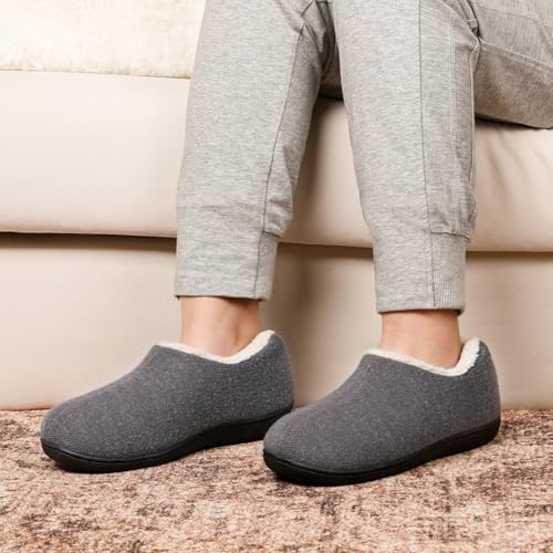 ULTRAIDEAS Women's Indoor Loafer House Slippers with Memory Foam, Ladies Warm Closed Back House Shoes with Non-Slip Outdoor Rubber Sole（Grey，size 11） - Thumbnail 2