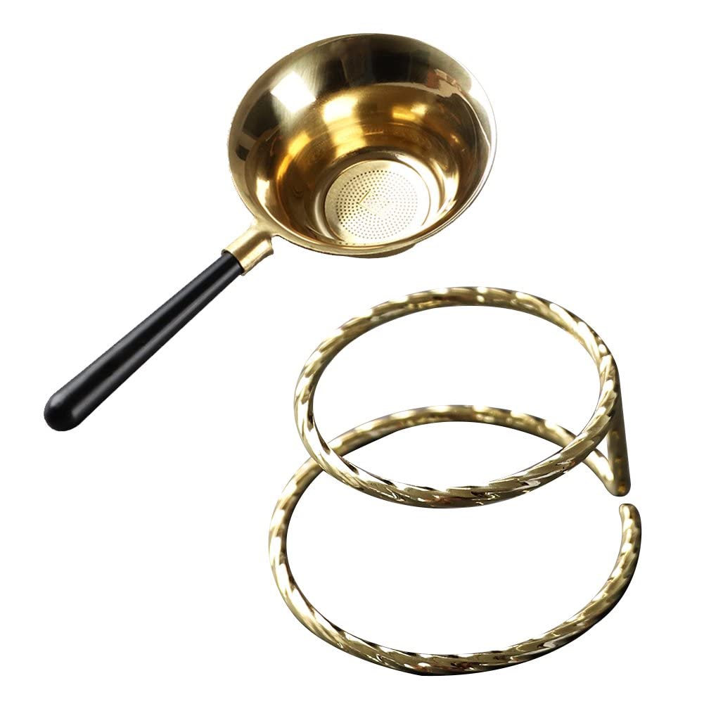Tossper Copper Tea Strainer Tea Infuser Coffee Strainer Tea Coffee Filter Tea Sifter Strainer Tea Sieve Strainer With Wooden Handle