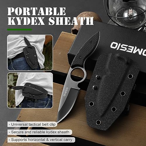 Omesio KNIFE-XIAOSHENYAN-BK Small Fixed Blade Knife, Tactical Hunting Camping Knife With Kydex Sheath thumb #4