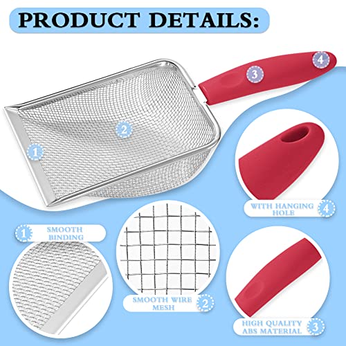 Image of Beach Mesh Shovel, Shark Tooth Sifter Dipper for Shell Collecting, Kids Filter Sand Scooper for Picking Up Shells - Beach Snow Toys for Kids (Red)