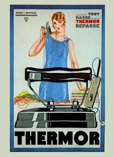 Fashion Lady Iron Ironing Clothes Thermor France French 16" X 22" Image Size Vintage Poster Reproduction