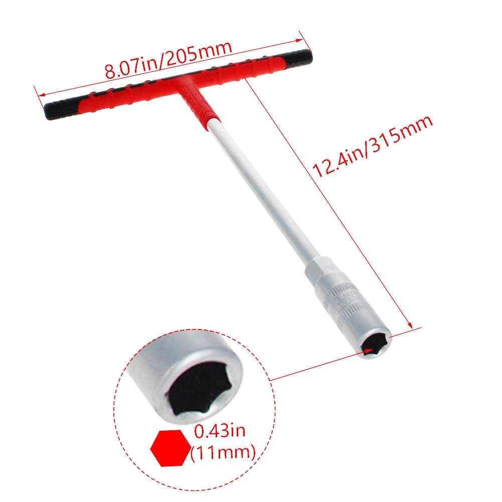 Utoolmart T-Handle Socket Wrench 11mm Cr-V Adjustable Speed Grip Metric Hex Socket