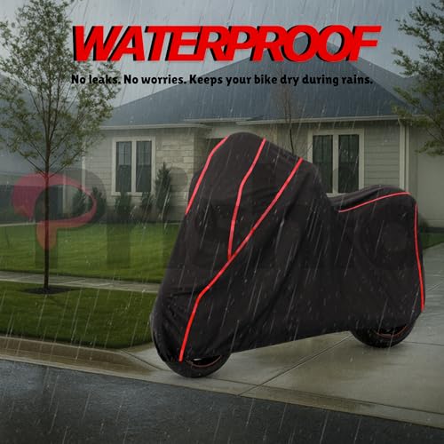 Image of Waterproof Bike Cover for Honda Shine | Dustproof, UV Heat Resistant & Windproof with Full Bottom Elastic, Heavy Duty Triple Stitched - Black Polyester
