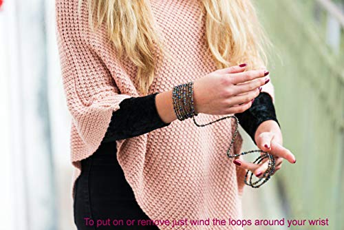 African Bracelets For Women - Set Of 2 Bead Bracelets - Made Of 10 Wire Loops Each - African Jewelry - Handmade In Kenya - Metallic Bronze Eggplant Purple, Black, Kb50 #TOP4