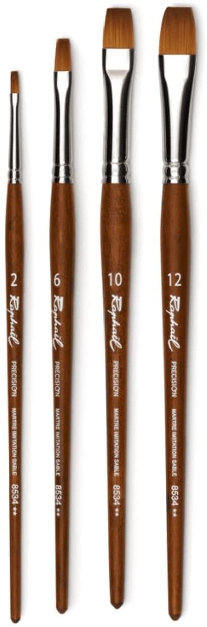 Raphael ESPACE BEAUX ARTS Pinceau PLAT Série 8534 MARTRE IMTATION Sable set 4 pcs