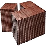 PrimeZone 108 PCS Solid Acacia Wood Interlocking Deck Tiles - 12