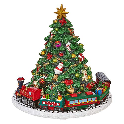 RAZ Imports Árbol de Navidad verde musical animado con tren 6.25 pulgadas