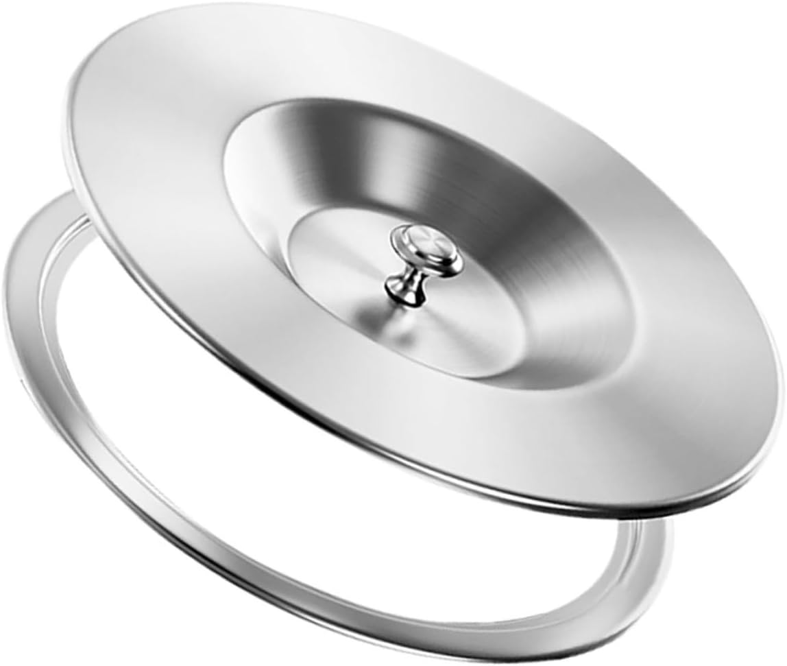 Stainless Steel Trash Can Lid Replacement 304 under Sink Bin Dome Cover with Grommet Flap for Kitchen Cabinet Countertop Waste Container