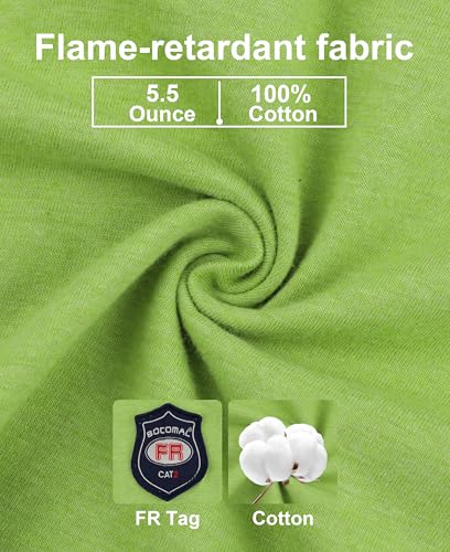 Image of BOCOMAL FR Shirts Flame Resistant Shirt 5.5oz 100% Cotton Light Weight CAT2 Fire Retardant Henley Shirts