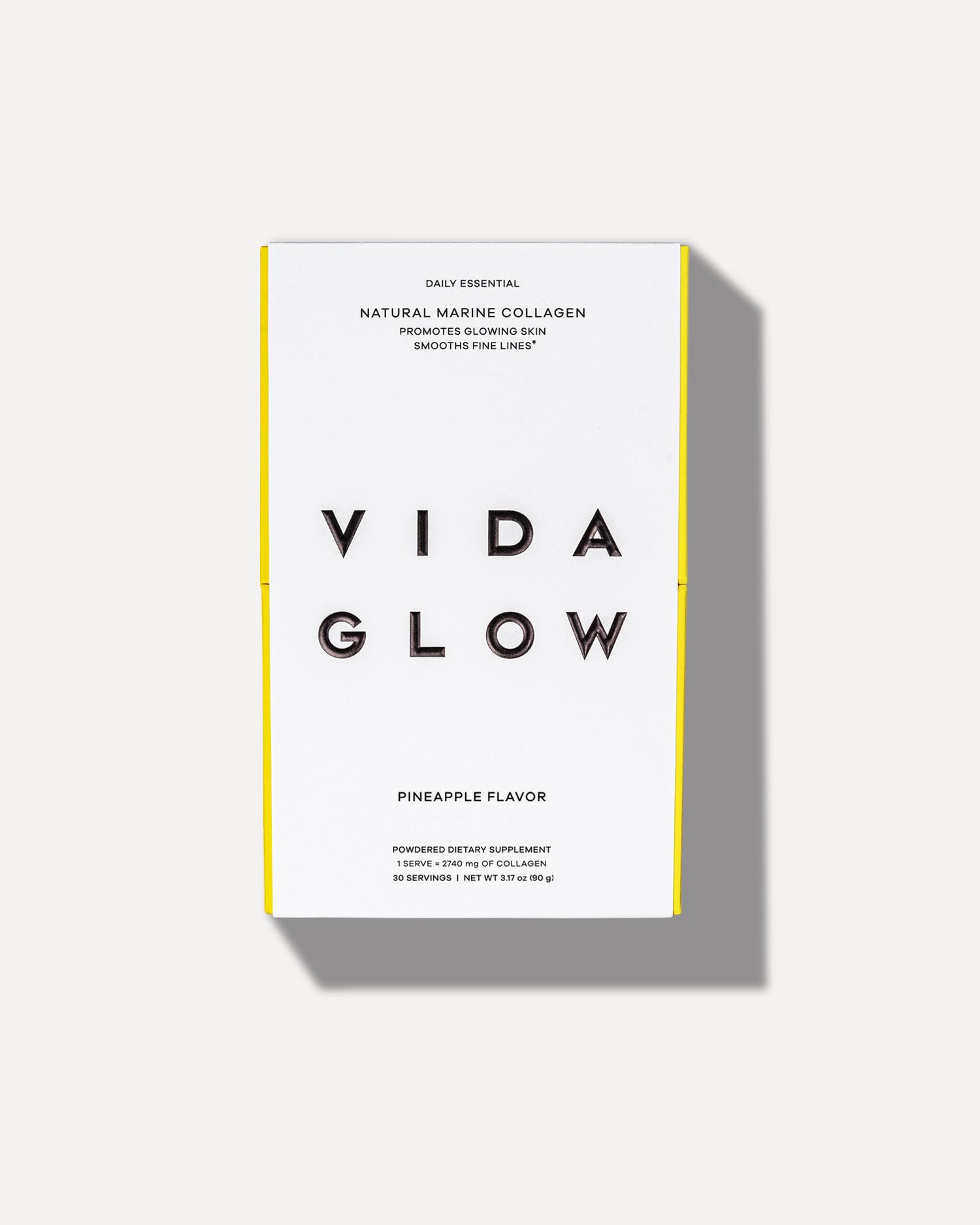 Vida Glow - Natürliche hydrolysierte Meereskollagen-Beutel | Fördert strahlende Haut + glättet feine Linien (Ananas, 30 Beutel)
