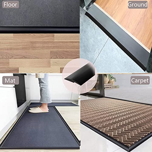 2 m schwarze Teppichverkleidung, selbstklebend, PVC-Laminat, Boden, Tür, Tür, Übergang, Schwellenstreifen, Fliesenkanten, Gummiboden-Randstreifen (Abdeckhöhe innerhalb von 5 mm)