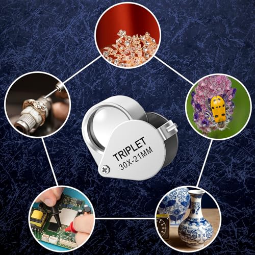 10X, 20X and 30X Juwelier Lupe Jewelry Loop Magnifier Faltbare Handlupe Taschenlupe Augenschlaufenlupe Juwelierlupe zum Erkennen von Münzen, Diamanten, Edelsteinen, Schmuck, Briefmarken, Antiquitäten