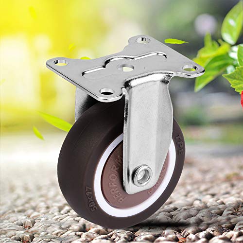 Wincal Fixed Caster, 4Pcs 2 Inch TPE Rubber Movable Silent Chair Fixed Rubber Casters for DIY Trolley, Mobile Shopping Carts - Image 3