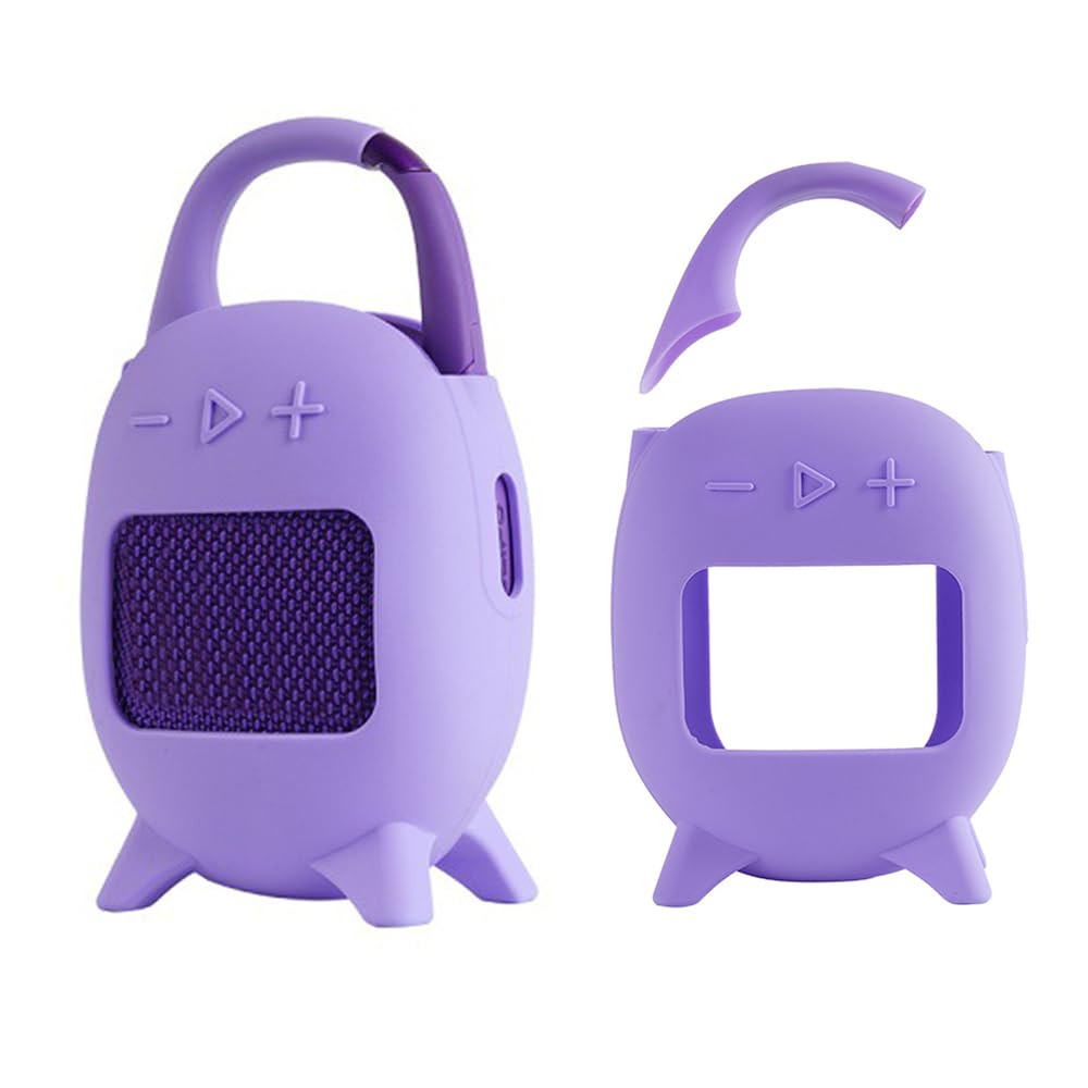 Silicone Protective Case for JBL CLIP 5, Soft Skin Cover Sleeve Drop-proof Shockproof Protector for CLIP5 Portable Speaker Shell Outdoor Organizer Accessories All-round Protection (Purple)
