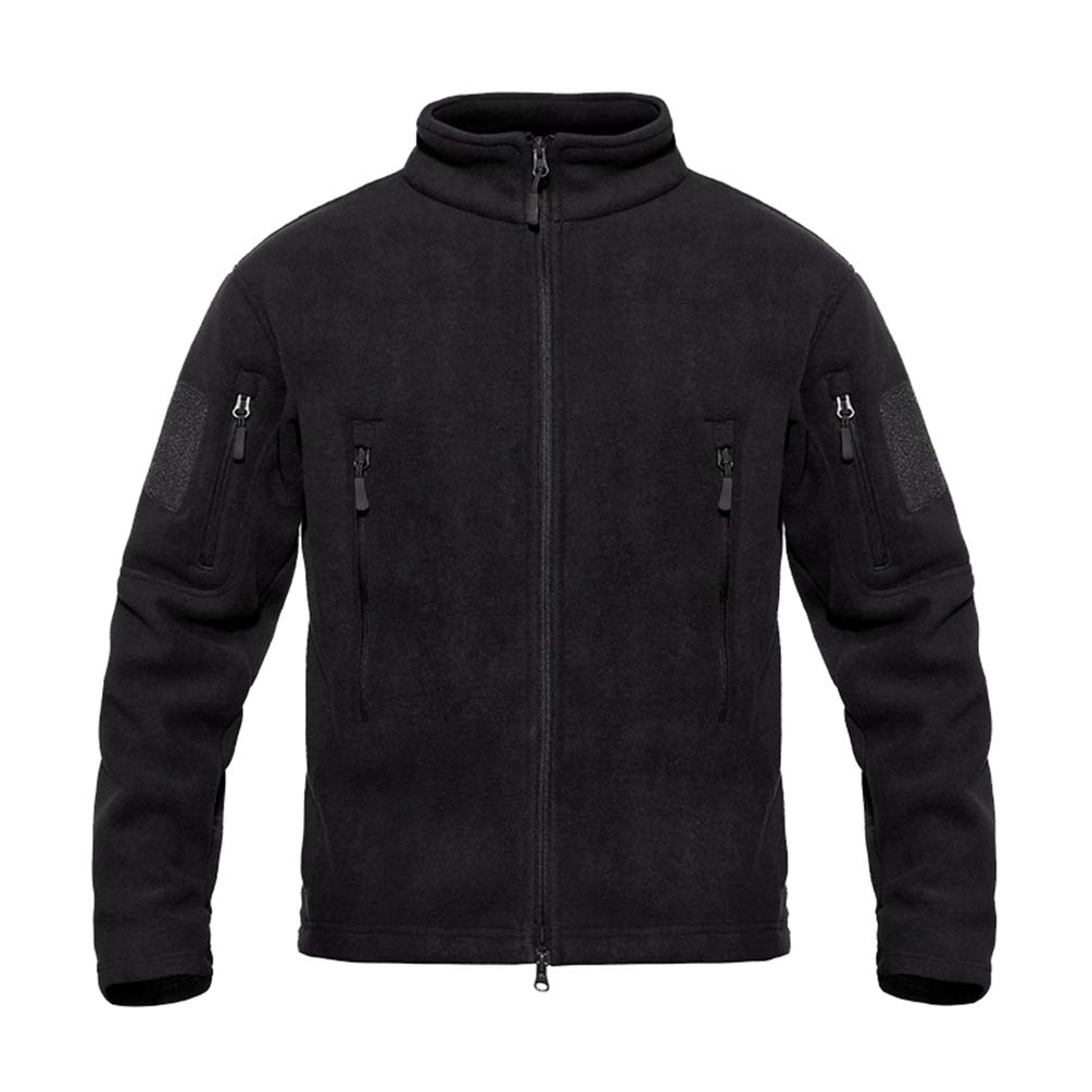 YuanDian męska kurtka polarowa, kurtka softshell, na jesień, zimę, stójka, wielofunkcyjna, wojskowa, wojskowa, trekkingowa, polowanie, wiatroszczelna, oddychająca, ciepła kurtka, czarny, 4XL
