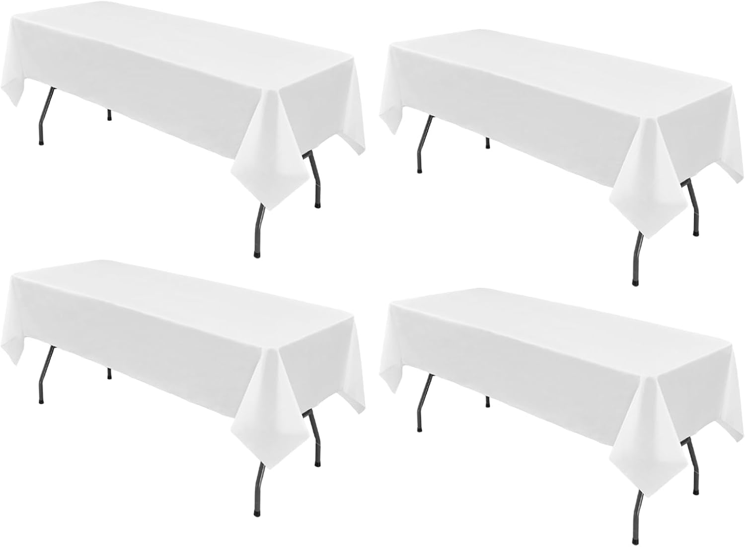 4 Pack White Tablecloths Disposable Tablecloths Party Wipeable Plastic Tablecloths Waterproof