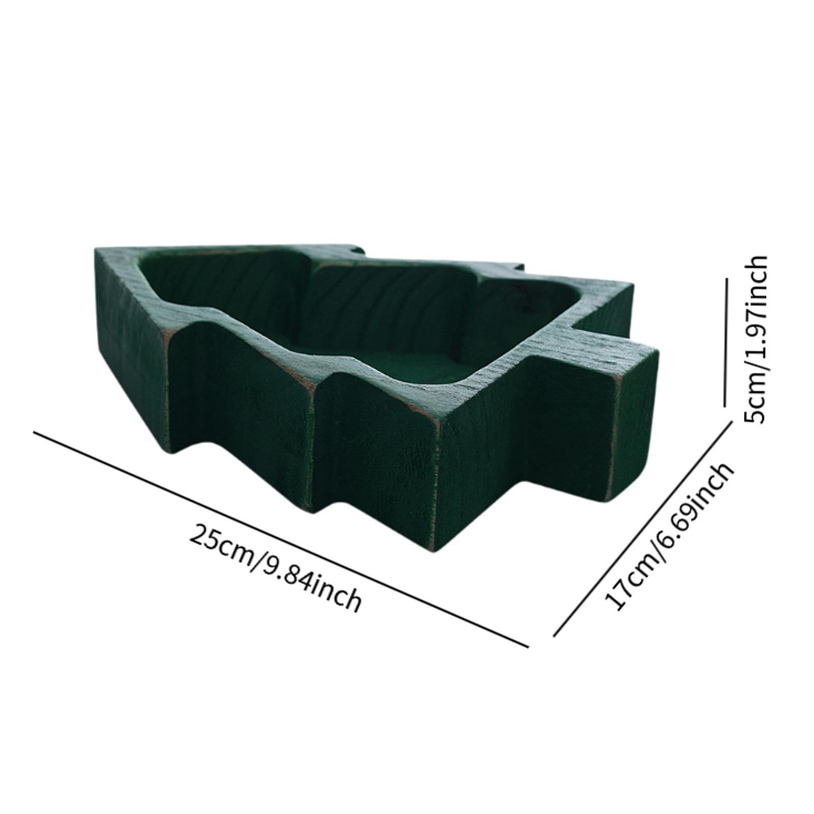 Bandeja de madera para servir árbol de Navidad, plato de aperitivos para frutas y golosinas, decoración festiva, cuenco verde perfecto para fiestas y reuniones