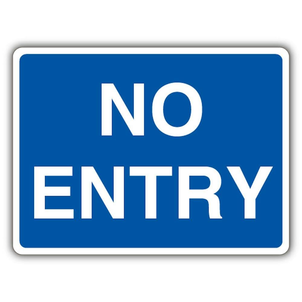 V Safety No Entry - Blue Safety Sign - 600 x 450 mm - RA2 Reflective 3mm Aluminium Composite