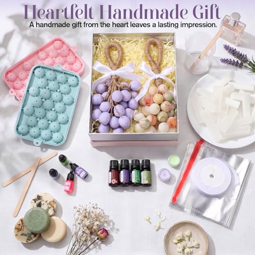 Dansib DIY Grape Soap Making Kit Complete Craft Set with with Natural Soap Base Silicone Molds Mica Powder Dried Flowers Coloring Agents and Essential Oils for Homemade Gifts Home Party Decor by Dansib - Image 5