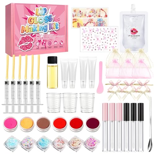 Lip Gloss Making Kit Make Your Own Lip Gloss DIY Lipgloss Making Kit Includes 6 Colors of Lipstick Powder Lip Gloss Base Lip Gloss Tubes etc Suitable for Personal use or as a Gift