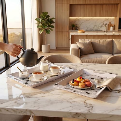 Image of U.P.C Serving Tray Set of 2 / Tray Set for Serving Premium Printed Tray for Serving /Multi-Use Serving Plate (Small, Medium)
