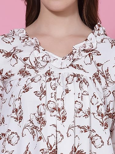 Image of OOMPH! Cotton Blend Nighty for Women's | Night Gown | Nighty | Nightdress | Maxi Dress | Sleepwear | Gown for Women | Nighties | Sleepwear