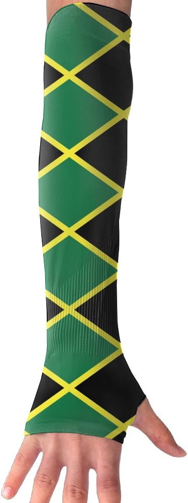 Jamaican Flag Stripe Caribbean Island Adult Sun UV Protective Arm Sleeves Cooling Arm Sleeves For Women Men