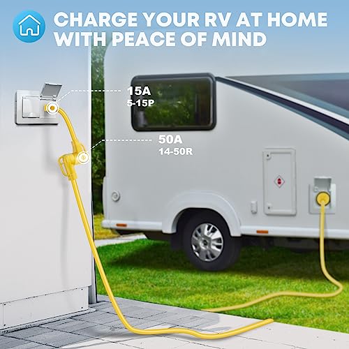 Kohree 50 amp to 110V Adapter RV Plug, 15 Amp Male to 50 Amp Female RV Power Adapter Cord 12", NEMA 5-15P to 14-50R RV Dogbone Electrical Adapter by Kohree - Image 4