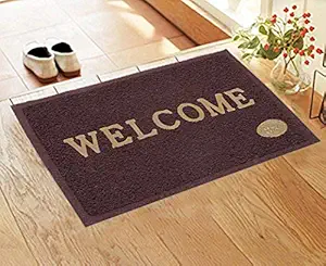 Kuber Industries Printed Welcome Door Mat|Strong PVC Material & Solid Print|Anti-Skid & Water Proof|Size 58 x 38 (Brown)