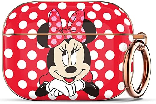 iQouda Minnie Mouse Airpods Pro Case Designed for Airpods Pro 2nd Generation/1st Generation Case (2022/2019) for Women Girls Kids Full Protective Case Cover with Keychain (Rosy)