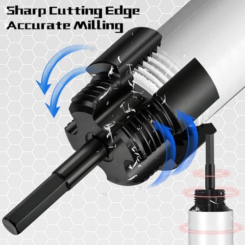 Image of 3 Pcs Pipe Thread Cutting Tool Integrated Internal & External Pipe Threading Tool Electric Drill Compatible PVC Tube Threader Kit, 1 /2 inch, 3 /4 inch, 1'' Tube Size Rethreading Kit (3 Sizes, Black)