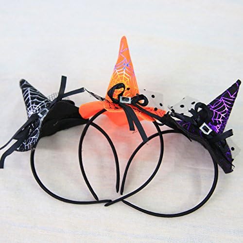 Miniatura 3 de YADIRF 5 diademas para el cabello, mini sombrero de bruja puntiagudo, encantador aro para el pelo, moño para niñas, divertido disfraz de Halloween,