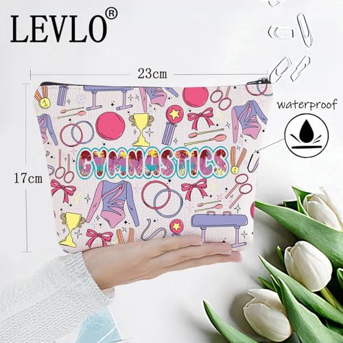 LEVLO Gymnastics Cosmetic Makeup Bag Gymnast Team Gift Gymnastics Coach Zipper Pouch Bag Gymnast Graduation Merchandise Gymnastics Full Bag - Image 2