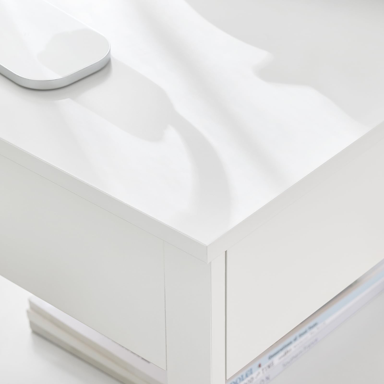 SoBuy Comodino Camera da Letto - Comodino con 2 Cassetti e 1 Ripiano, Tavolino Salotto - Moderna Cassettiera L45 x P38 x A55 cm Bianco FRG258-W