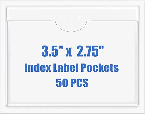Origin-Joy 50 piezas de bolsillos autoadhesivos para etiquetas de índice, soportes de tarjetas de plástico transparente despegable y adhesivo con