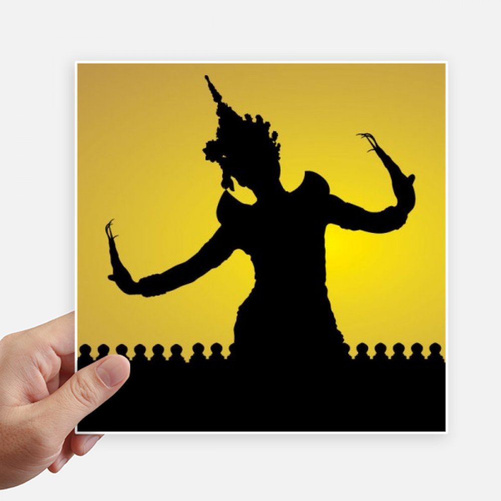 Autocollant carré Thaïlande Bouddhisme 20 cm stickers ordinateur portable et mur 4 pcs