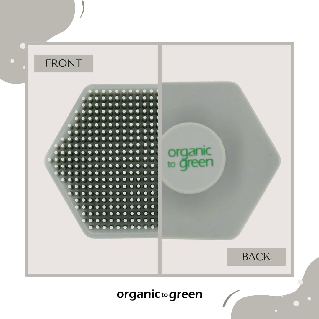 Organic to Green - Silicone Facial Brush (Gray) Antimicrobial Silicone Face Scrubber, Gentle Face Exfoliator for Sensitive Skin, Eco Friendly Facial Cleansing Brush (Gray)