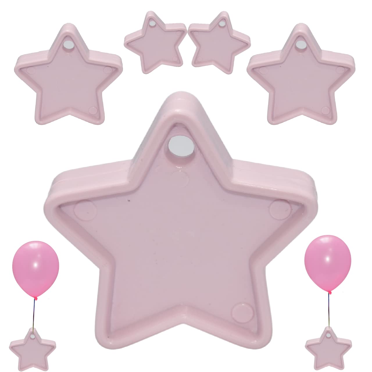 Colorful Helium Balloon Weights Star Shaped Balloon Weights Plastic Weights for Balloons Birthday Wedding Party Decorations Supplies (Baby Pink 25)
